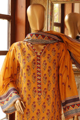 SM-106-Yellow | 3PC Stitched Basic Lawn By Bin Saeed