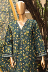 SM-138-Green | 3PC Stitched Basic Lawn By Bin Saeed