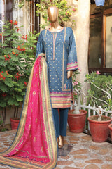 SM-19-Blue | 3PC Stitched Basic Lawn By Bin Saeed