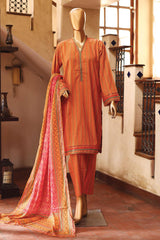 SM-59-Orange | 3PC Stitched Basic Lawn By Bin Saeed