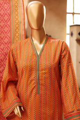 SM-59-Orange | 3PC Stitched Basic Lawn By Bin Saeed