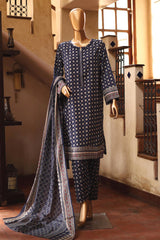 SM-68-Blue | 3PC Stitched Basic Lawn By Bin Saeed