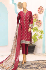 SM-797-Magenta | 3PC Stitched RTW Printed Lawn Collection By Bin Saeed