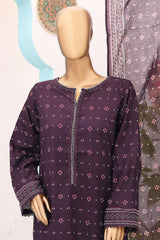 SM-802-Dark Purple | 3PC Stitched RTW Printed Lawn Collection By Bin Saeed