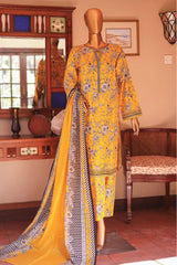 SMLF-647-Yellow | 3PC Stitched Basic Lawn By Bin Saeed