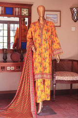 SMLF-124-Yellow | 3PC Stitched Basic Lawn By Bin Saeed