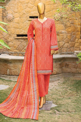 SMLF-453-Orange | 3PC Stitched Basic Lawn By Bin Saeed