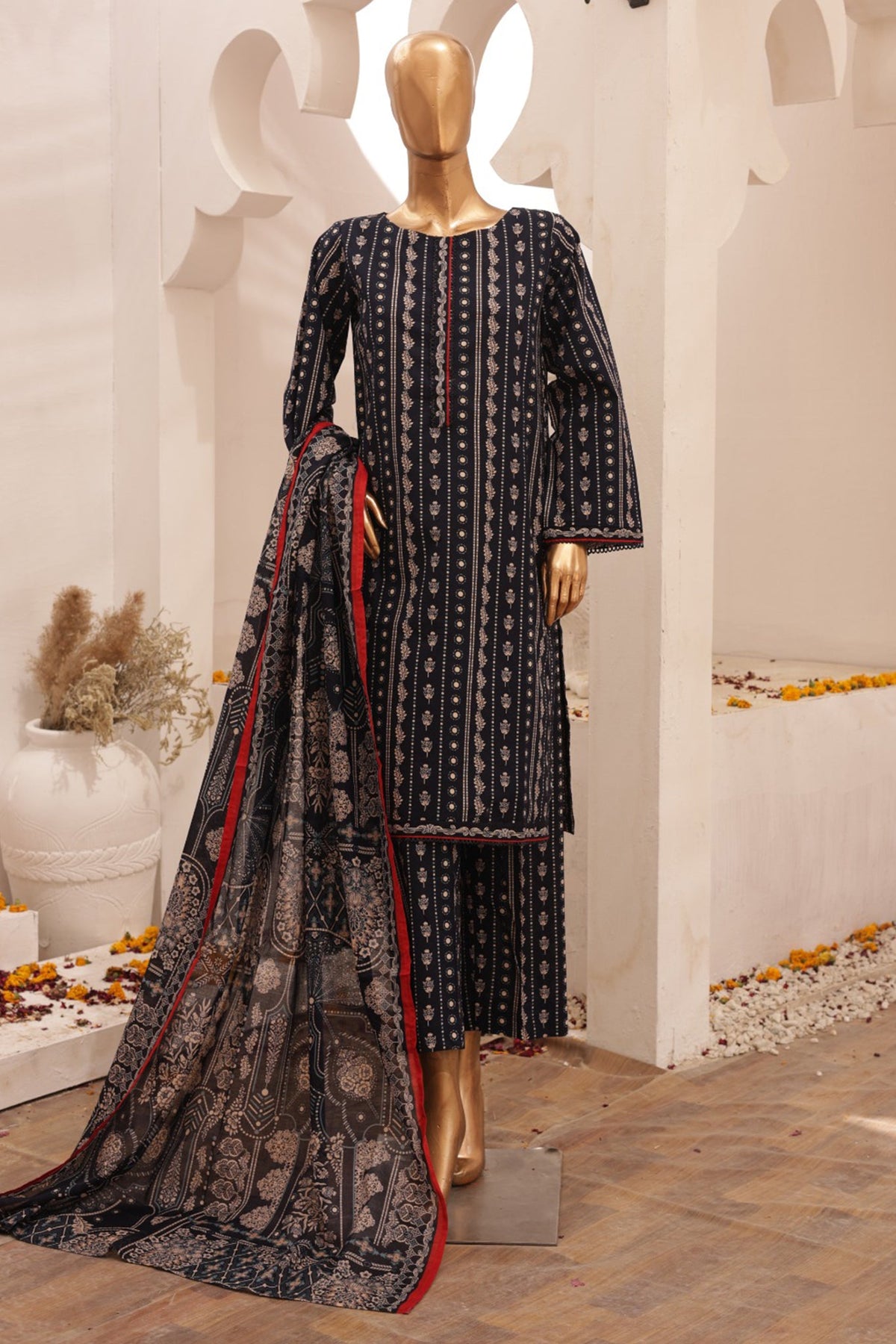SMLF-625-Blue | 3PC Stitched Basic Lawn By Bin Saeed