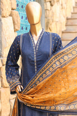 SMLF-664-Blue | 3PC Stitched Basic Lawn By Bin Saeed