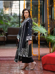 3-PC Unsttiched Embroidered Luxury Lawn Satrangi By Mahnur | ST-01