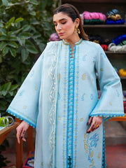 3-PC Unsttiched Embroidered Luxury Lawn Satrangi By Mahnur | ST-02