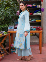 3-PC Unsttiched Embroidered Luxury Lawn Satrangi By Mahnur | ST-02