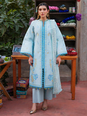 3-PC Unsttiched Embroidered Luxury Lawn Satrangi By Mahnur | ST-02