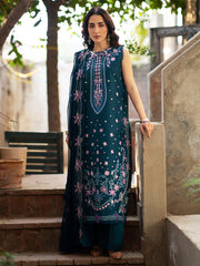 3-PC Unsttiched Embroidered Luxury Lawn Satrangi By Mahnur | ST-03