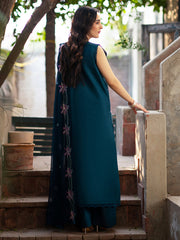 3-PC Unsttiched Embroidered Luxury Lawn Satrangi By Mahnur | ST-03
