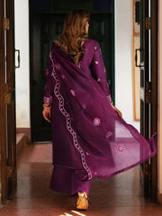 3-PC Unsttiched Embroidered Luxury Lawn Satrangi By Mahnur | ST-04