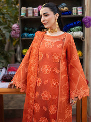 3-PC Unsttiched Embroidered Luxury Lawn Satrangi By Mahnur | ST-09