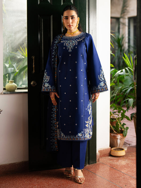 3-PC Unsttiched Embroidered Luxury Lawn Satrangi By Mahnur | ST-10