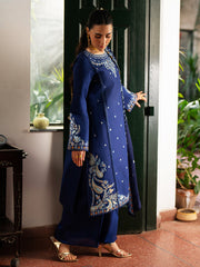 3-PC Unsttiched Embroidered Luxury Lawn Satrangi By Mahnur | ST-10