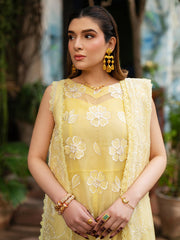 3-PC Unsttiched Embroidered Luxury Lawn Satrangi By Mahnur | ST-11