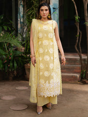 3-PC Unsttiched Embroidered Luxury Lawn Satrangi By Mahnur | ST-11