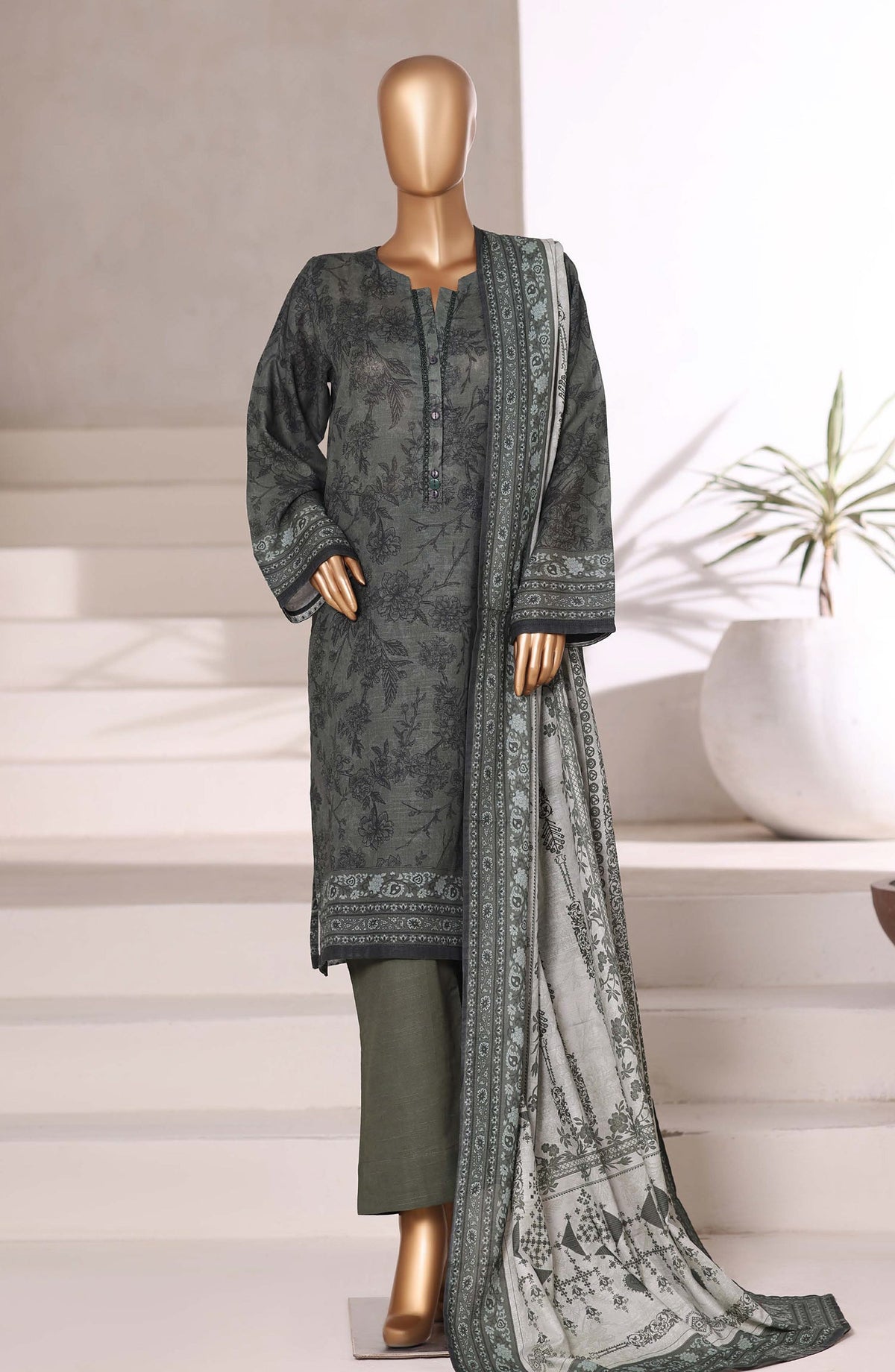 3-PC Stitched Printed Khaddar By Sadabahar | 07