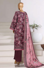 3-PC Stitched Printed Khaddar With Shimmer By Sadabahar | Purple