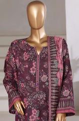 3-PC Stitched Printed Khaddar With Shimmer By Sadabahar | Purple