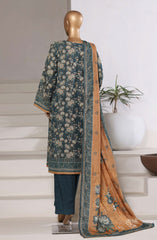 3-PC Stitched Printed Khaddar With Shimmer By Sadabahar | Teal