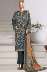 3-PC Stitched Printed Khaddar With Shimmer By Sadabahar | Teal