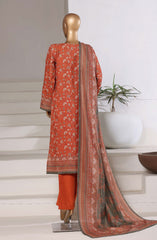 3-PC Stitched Printed Khaddar With Shimmer By Sadabahar | Orange