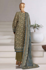 3-PC Stitched Printed Khaddar With Shimmer By Sadabahar | Green