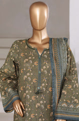 3-PC Stitched Printed Khaddar With Shimmer By Sadabahar | Green
