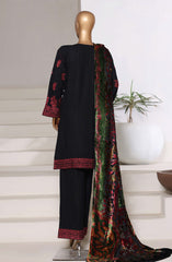 3-PC Stitched Embroidered Dhanak With Palachi Shawl By Sadabahar | Black