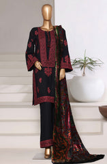 3-PC Stitched Embroidered Dhanak With Palachi Shawl By Sadabahar | Black
