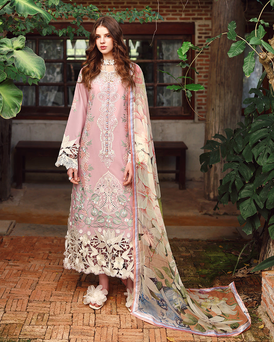 3-PC Unstitched Embroidered Lawn The Secret Garden By Mushq | Secret Petals