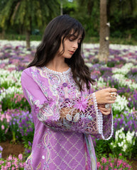 3-PC Unstitched Chikan Embroidered Lawn Hemline By Mushq | Secret Thicket