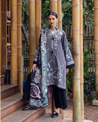 3-PC Unstitched Embroidered Karandi Symphony By Mushq | Silver Mist