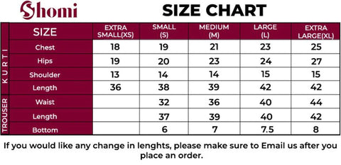 Bin Saeed - Our Size Chart for all Collection