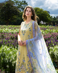 3-PC Unstitched Chikan Embroidered Lawn Hemline By Mushq | Sunlit Meadow