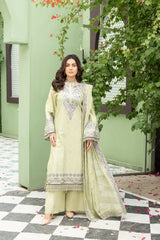 3-PC Unstitched Lawn Embroidered Shirt Crinkle Embroidered Dupatta Zimal By Wania | WL-432
