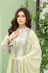 3-PC Unstitched Lawn Embroidered Shirt Crinkle Embroidered Dupatta Zimal By Wania | WL-432