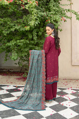 3-PC Unstitched Lawn Embroidered Shirt Crinkle Embroidered Dupatta Zimal By Wania |  WL-431
