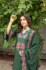 3-PC Unstitched Lawn Embroidered Shirt Crinkle Embroidered Dupatta Zimal By Wania | WL-426