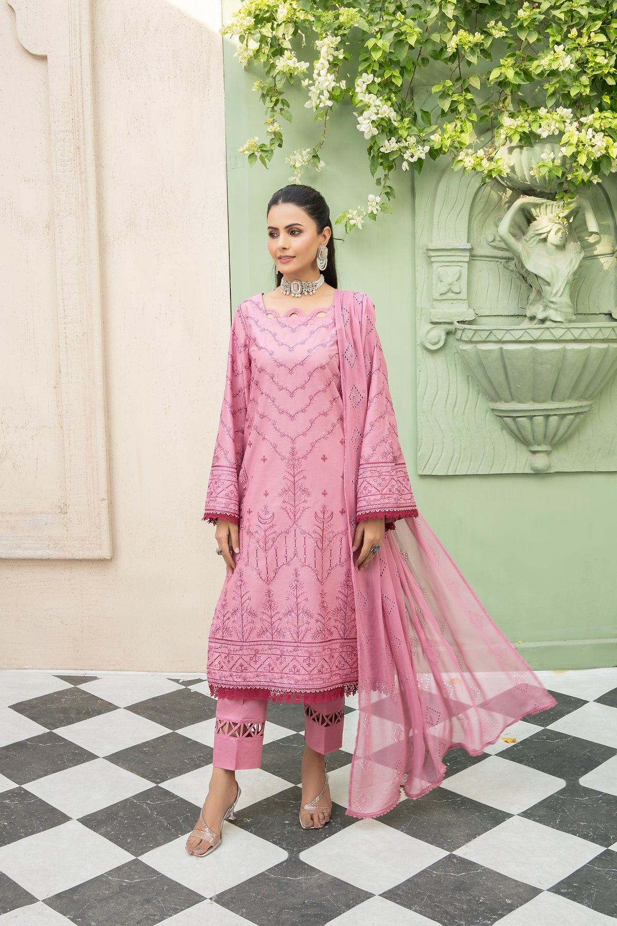 3-PC Unstitched Lawn Embroidered Shirt Crinkle Embroidered Dupatta Zimal By Wania | WL-425