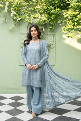 3-PC Unstitched Lawn Embroidered Shirt Crinkle Embroidered Dupatta Zimal By Wania |  WL-427