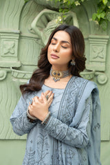 3-PC Unstitched Lawn Embroidered Shirt Crinkle Embroidered Dupatta Zimal By Wania |  WL-427
