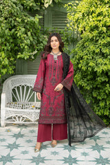 3-PC Unstitched Lawn Embroidered Shirt Crinkle Embroidered Dupatta Zimal By Wania | WL-428