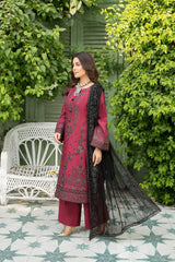 3-PC Unstitched Lawn Embroidered Shirt Crinkle Embroidered Dupatta Zimal By Wania | WL-428