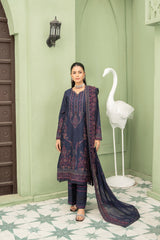 3-PC Unstitched Lawn Embroidered Shirt Crinkle Embroidered Dupatta Zimal By Wania | WL-429